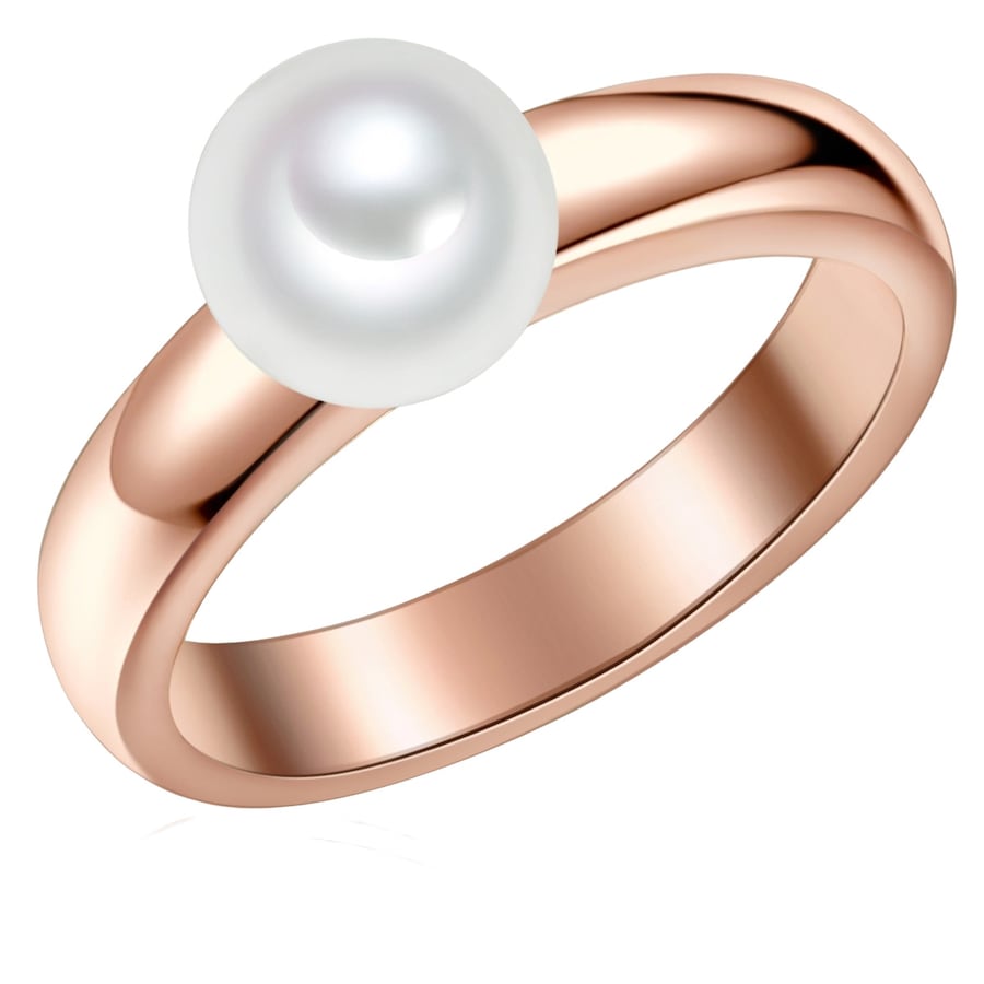 Valero Pearls Srebrny pierścionek srebro wysokiej próby Perła hodowlana słodkowodna różowe złoto Pierścionki 1 ct Damski