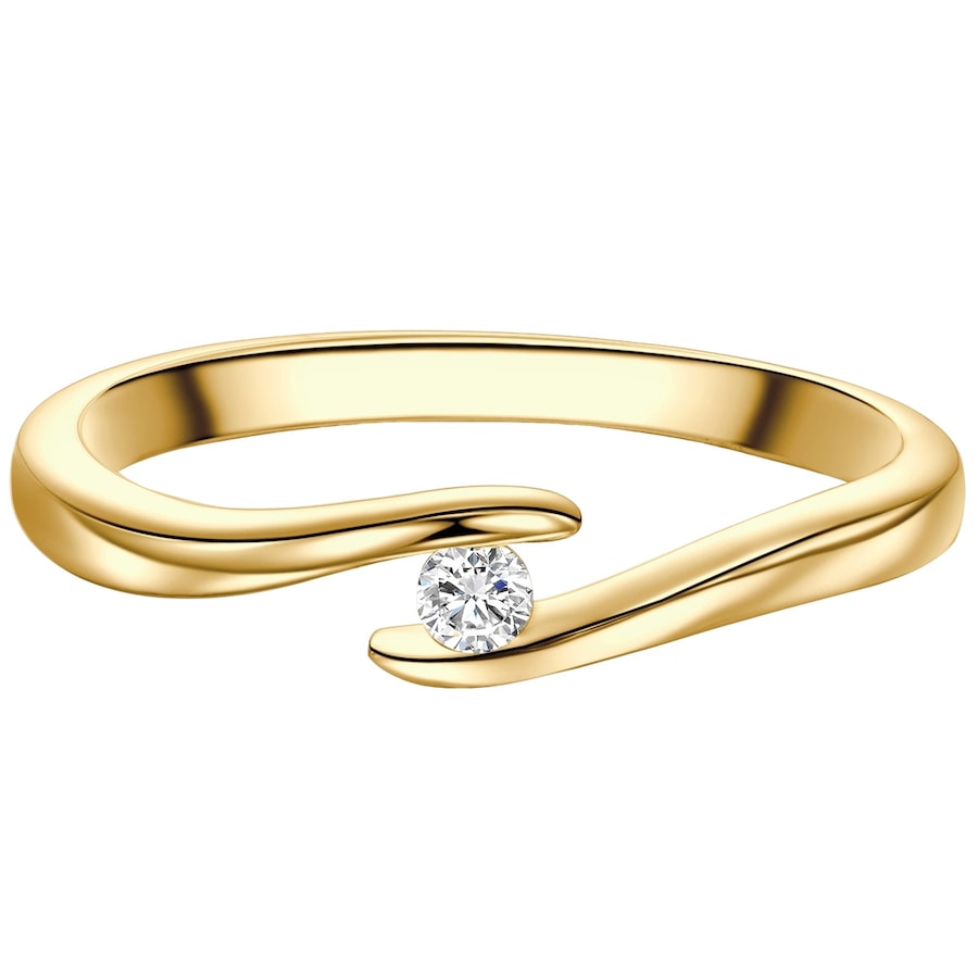 Trilani Pierscionek Solitaire aus Sterling Silber in Gelbgold mit Zirkonia Pierścionki 1 ct Damski