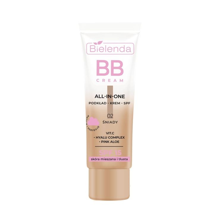 Bielenda BB Krem All-In-One do Skóry Mieszanej i Tłustej z Filtrem SPF15 02 Śniady 30g