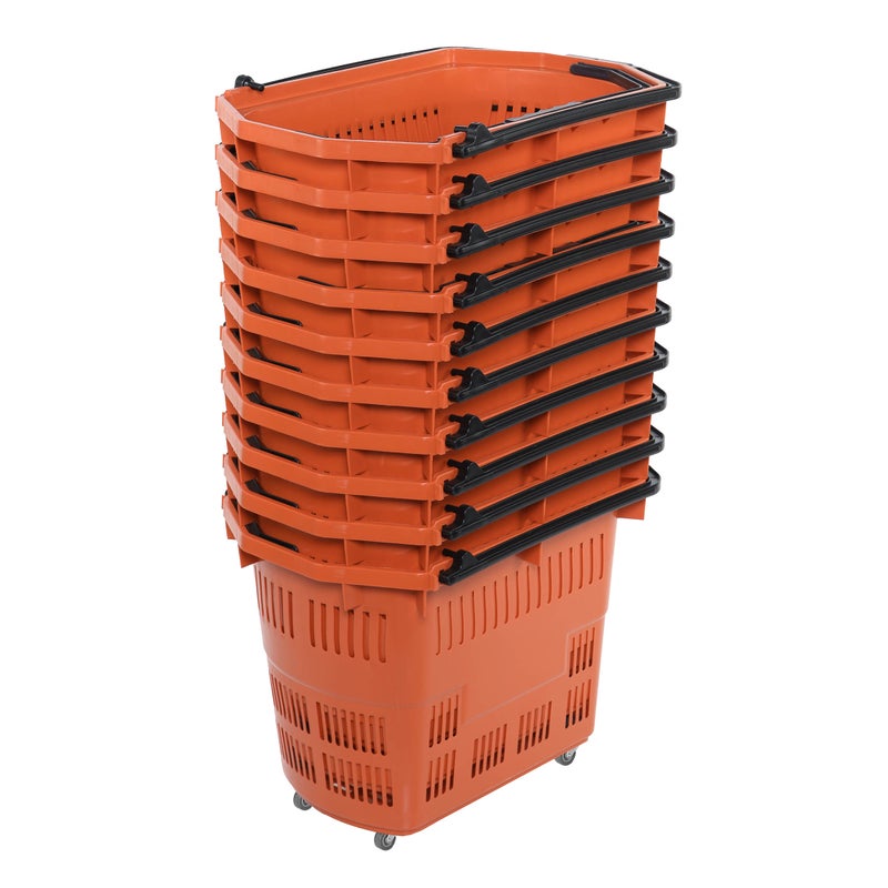 Zestaw 10x Duży kosz zakupowy z rączką podnoszoną 55L pomarańczowy KTD