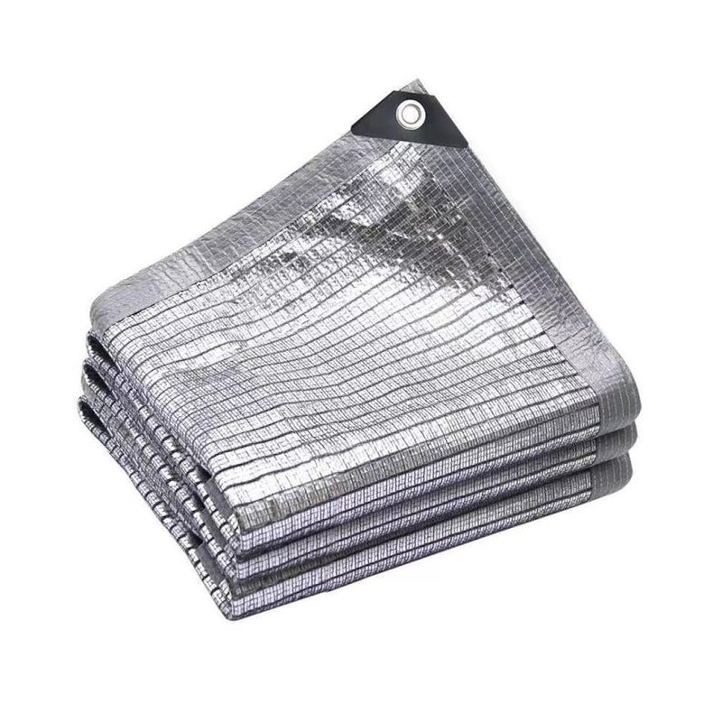 Siatka zacieniająca wykonana w 99% z aluminium, 4 x 6 m, tkanina zacieniająca, odblaskowa folia aluminiowa, tkanina zacieniająca, odblaskowa, odporna