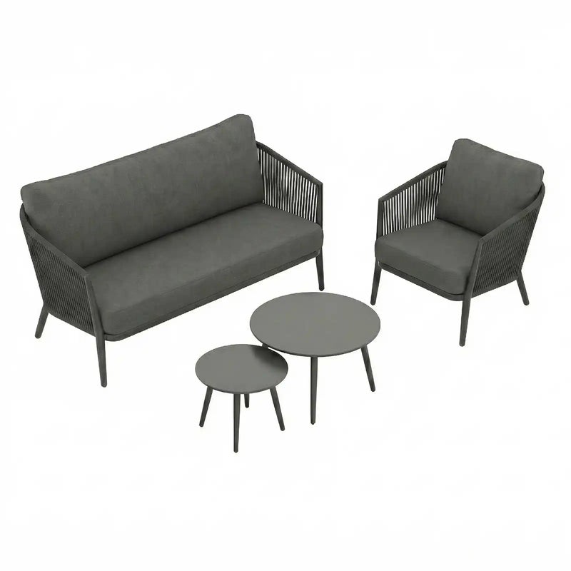 Zestaw Wypoczynkowy Aluminiowy BELLANTI Firenze 3 osobowy + stolik Antracyt