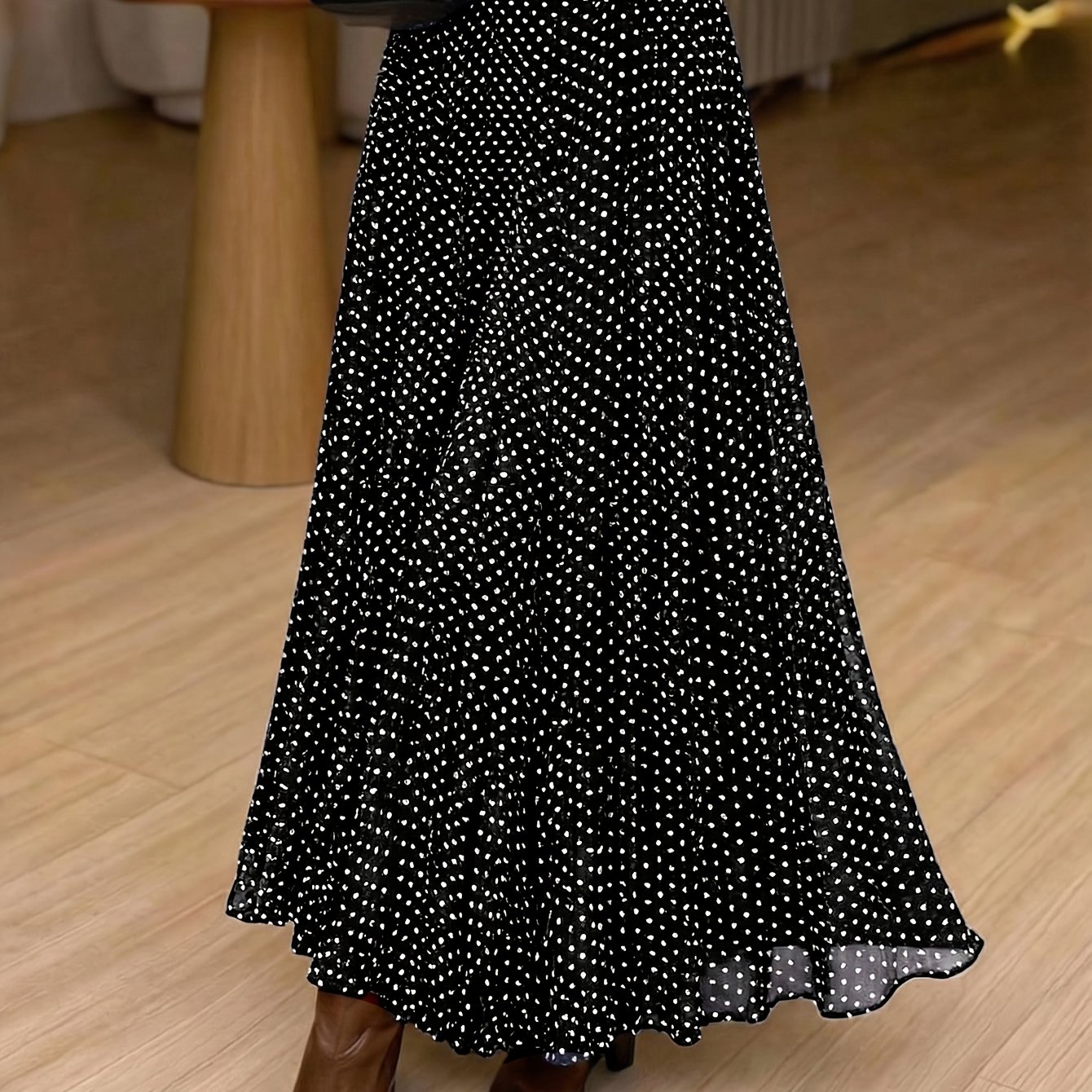 TEMU Damska Moda Łatwa Temperament Casual Elegancka Spódnica w Kropki na Co Dzień [ASD1] []