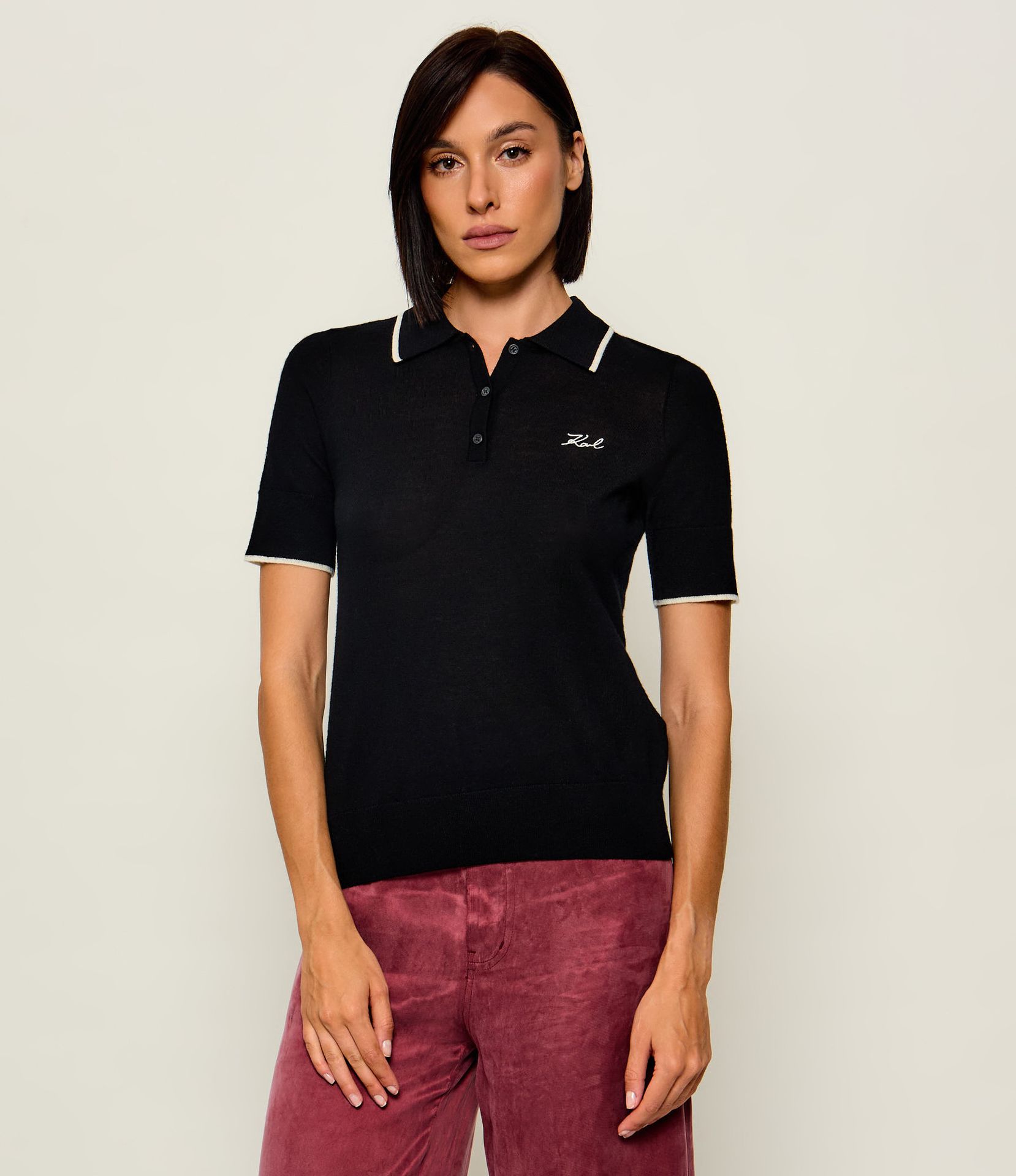 Karl Lagerfeld Wełniane polo Essential Regular Fit