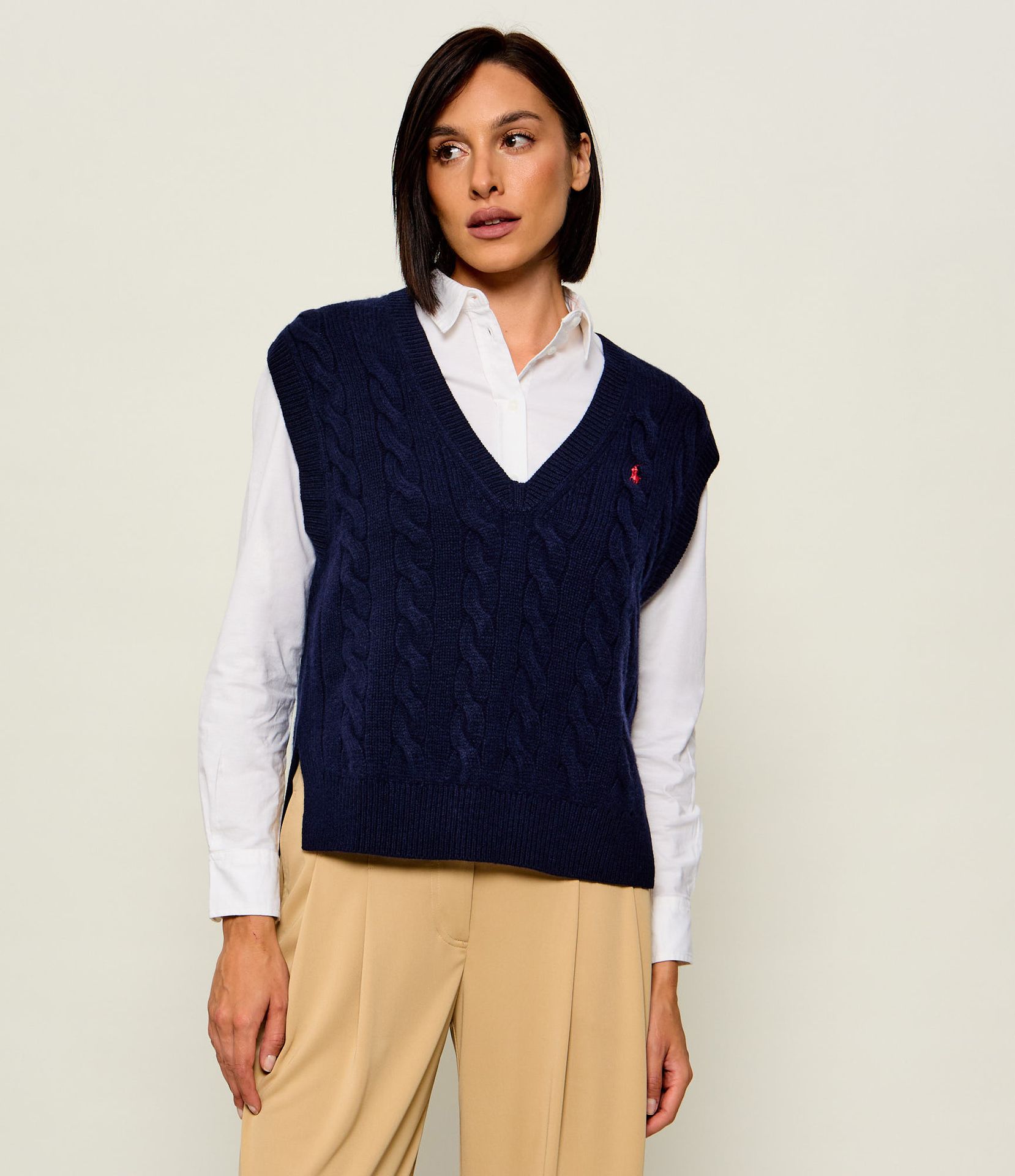 POLO RALPH LAUREN Wełniana kamizelka Loose fit z dodatkiem kaszmiru