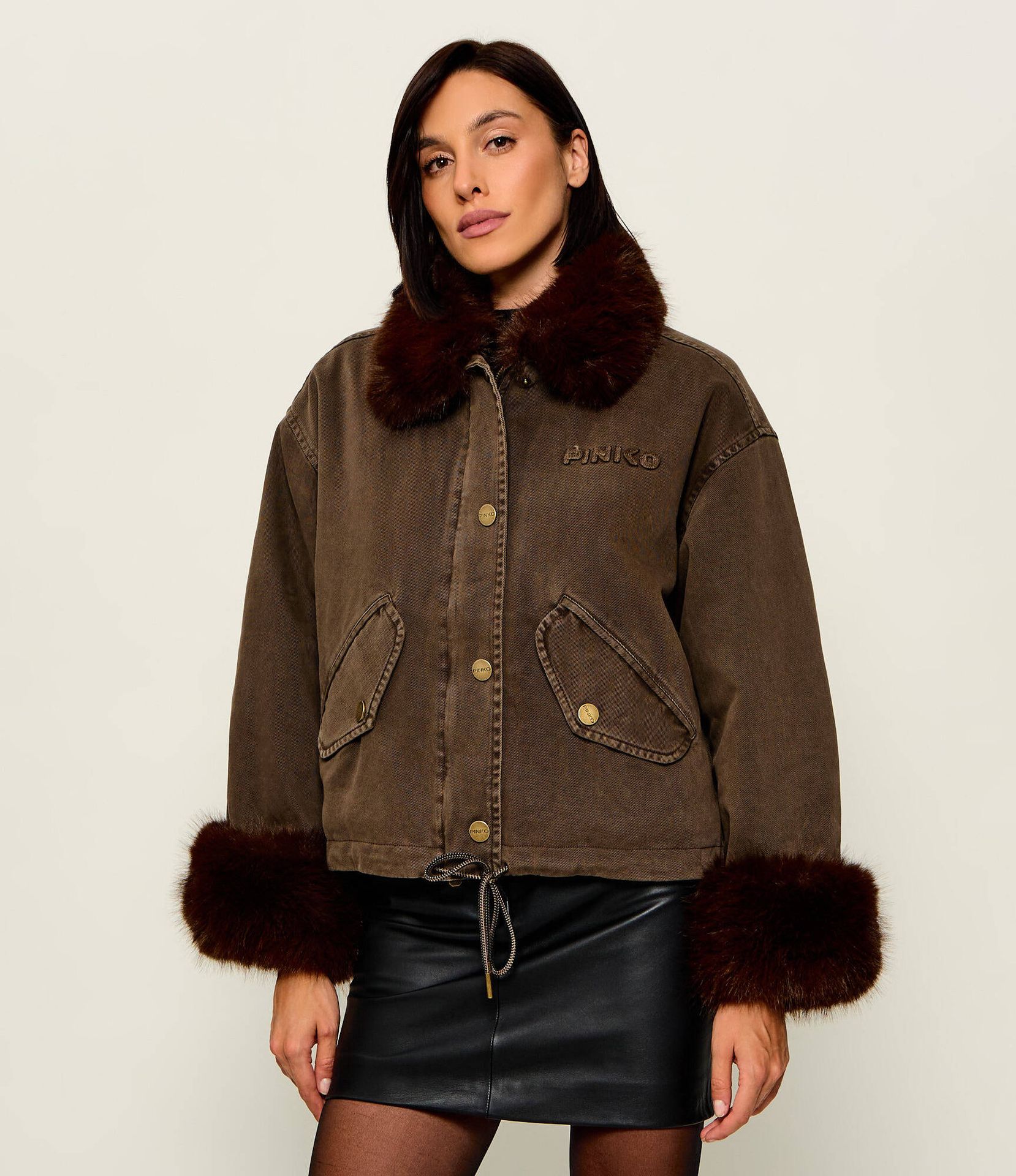 Pinko Parka Garlate Cropped Fit shearling