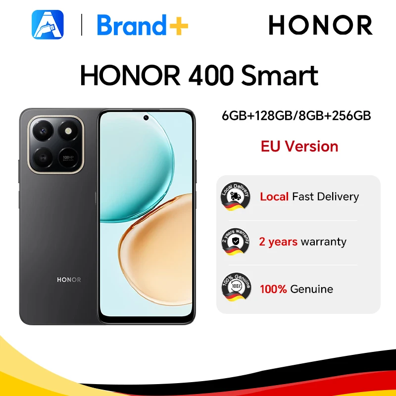 HONOR 400 Smart 4G, wersja EU, smartfon 4G, główny aparat 108MP, bateria 6500mAh, wyświetlacz 6,77 cala 120Hz, procesor Octa-core Velvet Black
