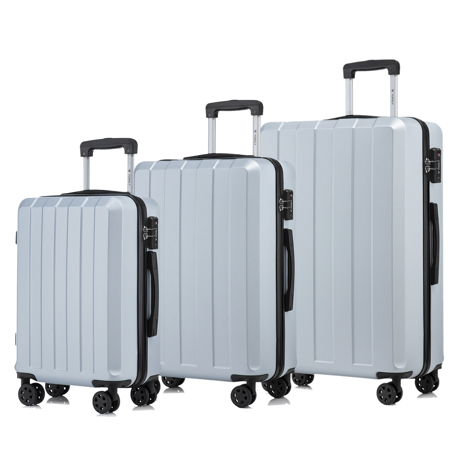 Zestaw walizek YONSLY Premium, 3-częściowy, 20/24/28 cali, bagaż podręczny z zamkiem TSA, zamkiem błyskawicznym YKK, 4 ciche kółka 360° ° Wózki na kółkach, walizki z twardą skorupą na podróże