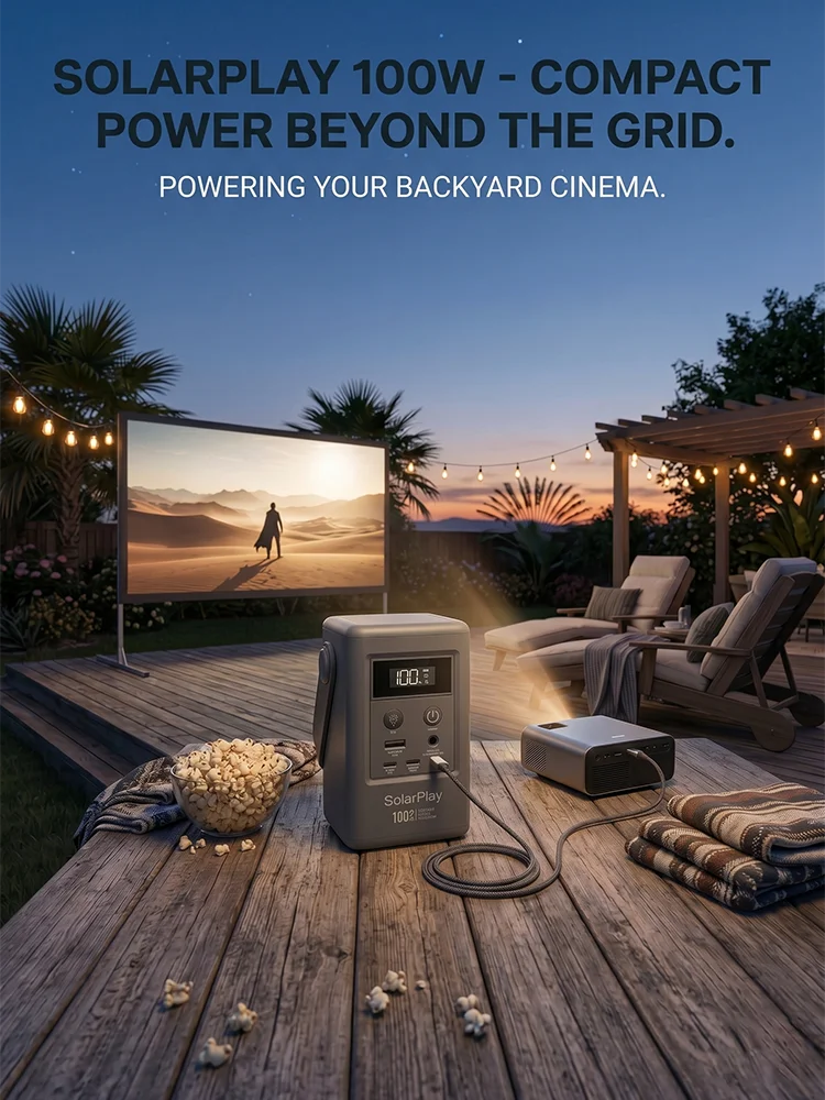 SOLARPLAY Q100 25000mAh przenośna stacja zasilania, bateria litowo-jonowa 96.2Wh, przenośny powerbank 100W z wyjściem USB, do kempingu, domu, kampera, ładowania telefonów komórkowych i komputerów, 100W Power Bank
