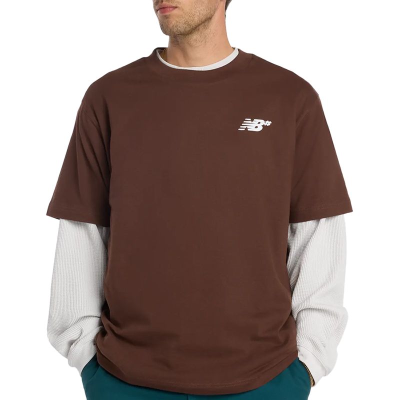Koszulka męska New Balance MT53706ABJ - brązowa