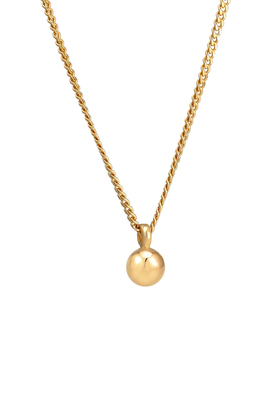 Elli Damski wisior kulkowy Geo Look łańcuch pancerka Basic Trend pozłacane srebro 925 Sterling Silver Naszyjniki 1 ct