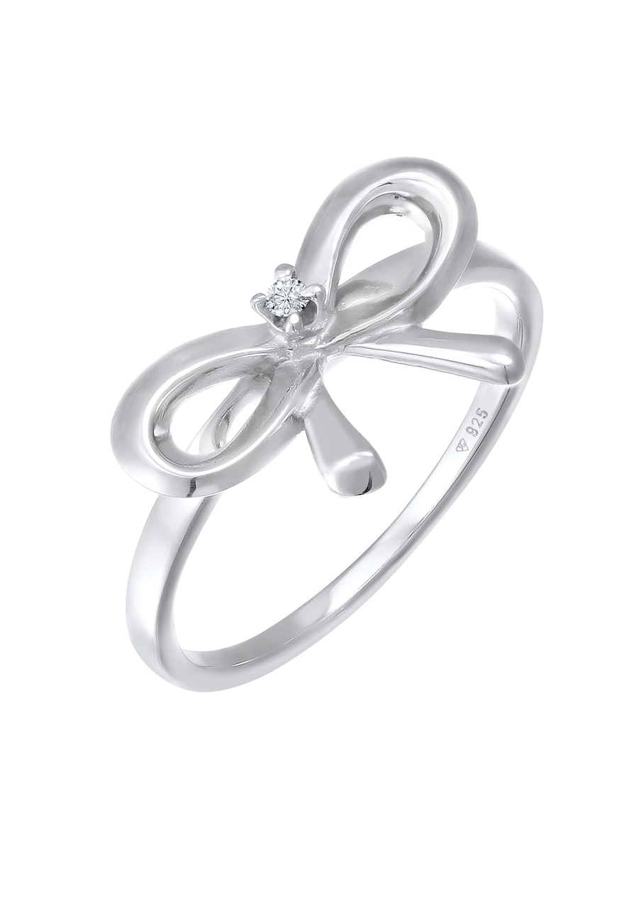Elli DIAMONDS Damska kokarda z diamentem (0.015 ct.) ze srebra próby 925 Sterling Silver Pierścionki 1 ct Damski