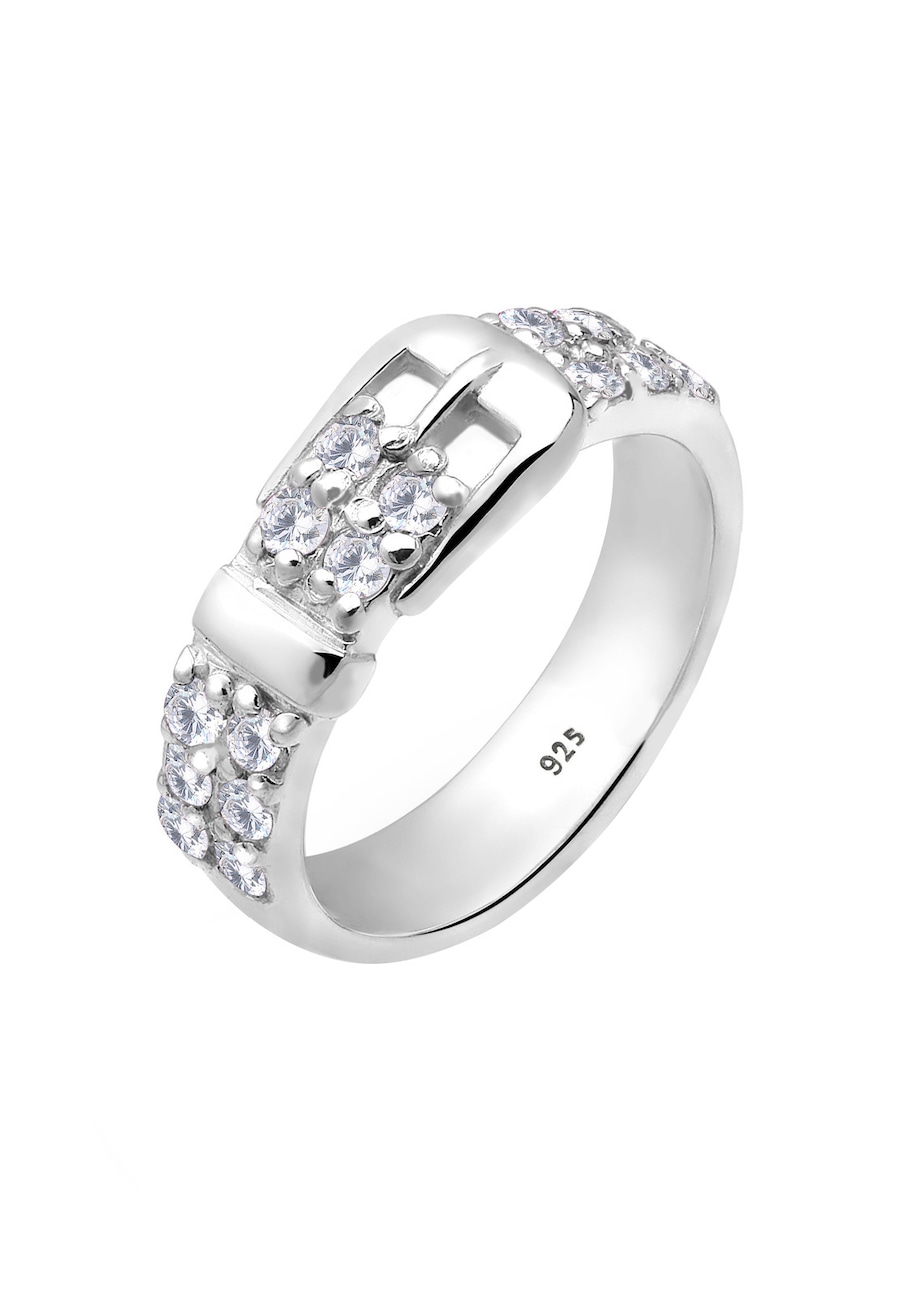 Elli Zabawny motyw paska z kryształami cyrkonii w srebrze próby 925 Sterling Silver Pierścionki 1 ct Damski