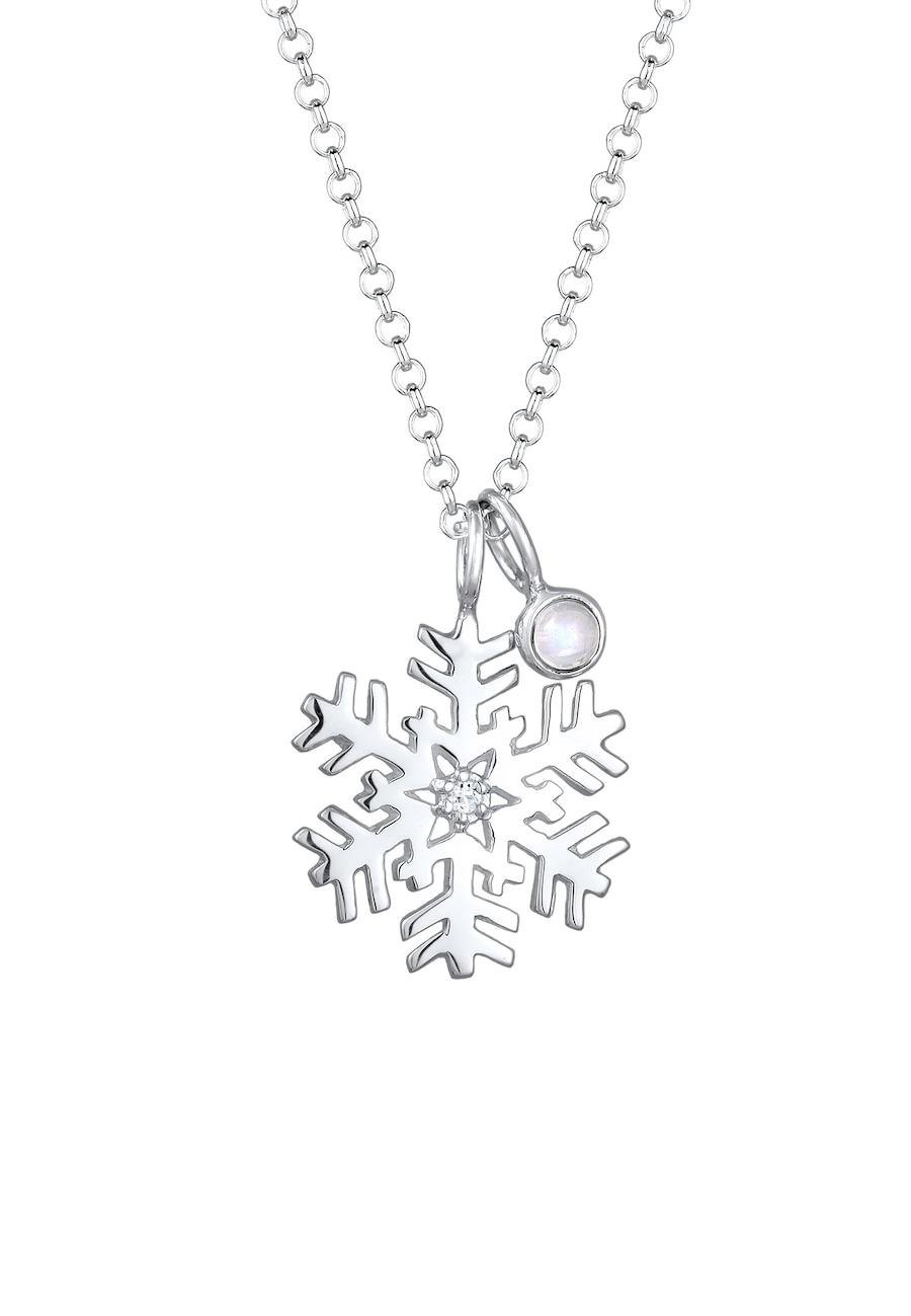 Elli Damski wisiorek płatek śniegu z kryształami w srebrze próby 925 Sterling Silver Naszyjniki 1 ct