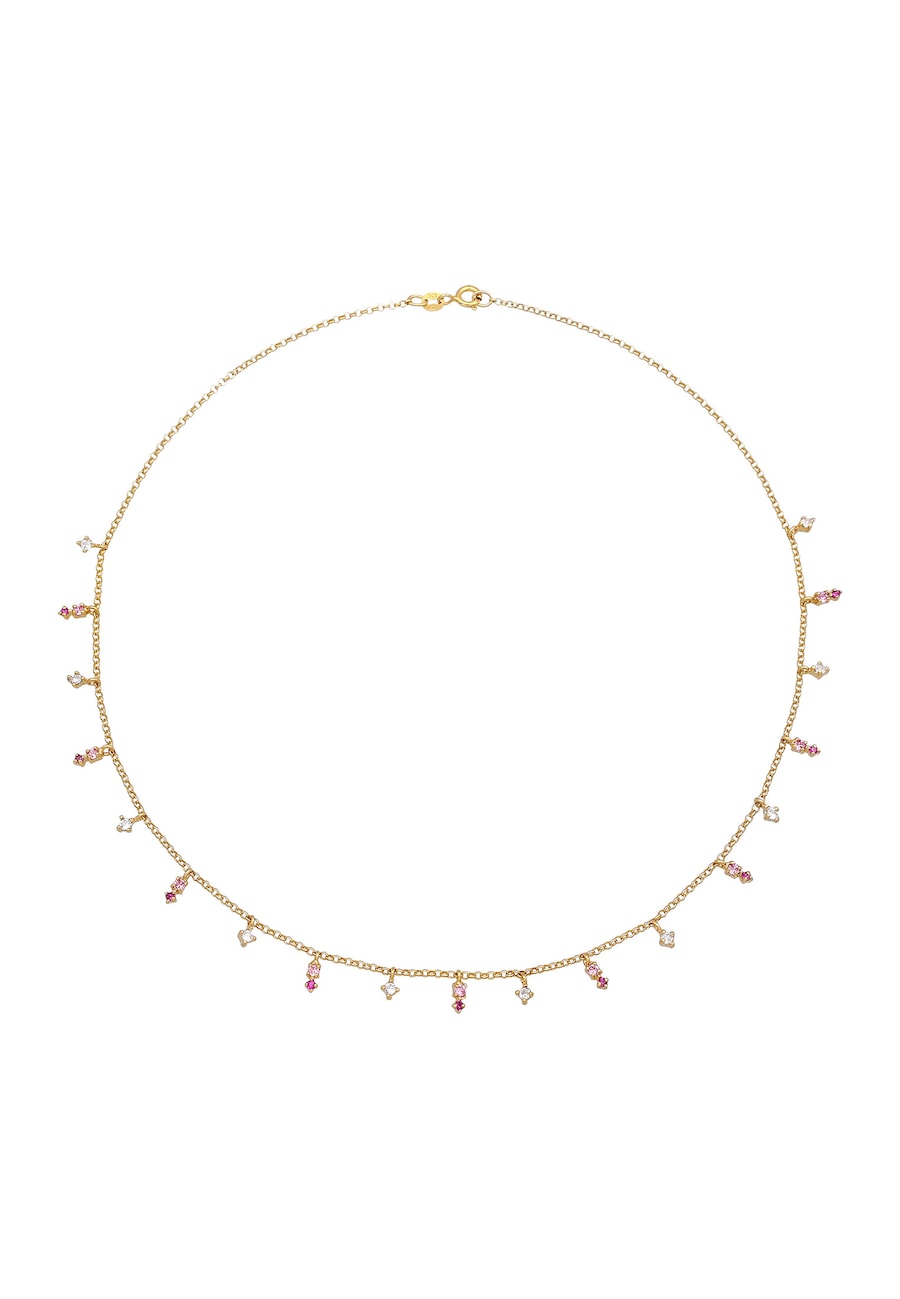 Elli Damski wisiorek mieniący się kryształami Pink Rose ze srebra próby 925 sterling silver Naszyjniki 1 ct