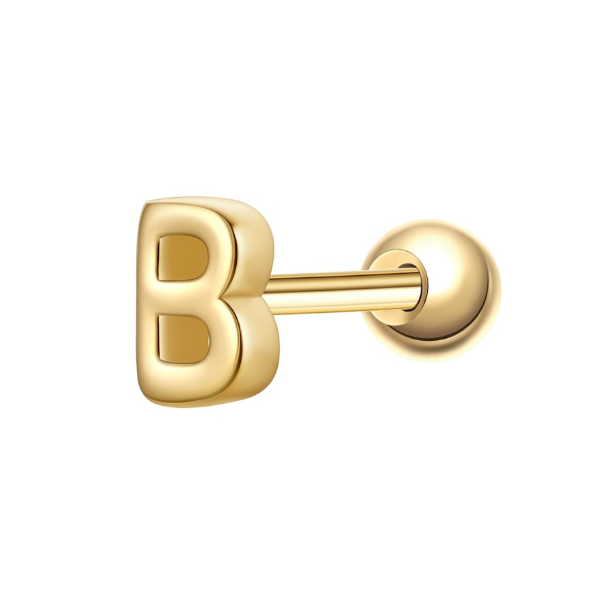 Glanzstücke München Piercing Litera B ze srebra próby 925 w kolorze zlotym Kolczyki 1 ct Damski