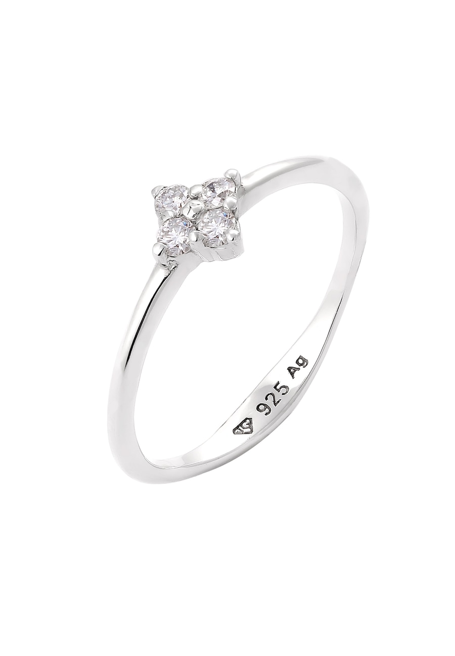 Elli DIAMONDS Pierścionek Zaręczynowy Damski Kwiatowy Diament Wyhodowany w Laboratorium Szlif Brylantowy Biały (0,14 ct) 925 Sterling Silver Ślubny Pierścionki 1 ct