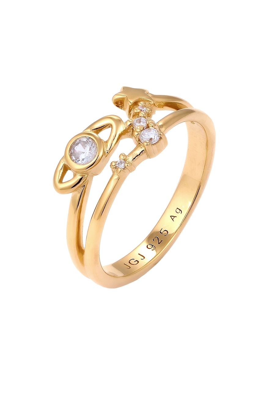 Elli Pierścionek z Kamieniami Damski Gwiazda Cyrkonia Szlif Diamentowy Biały 925 Sterling Silver Astro Pierścionki 1 ct