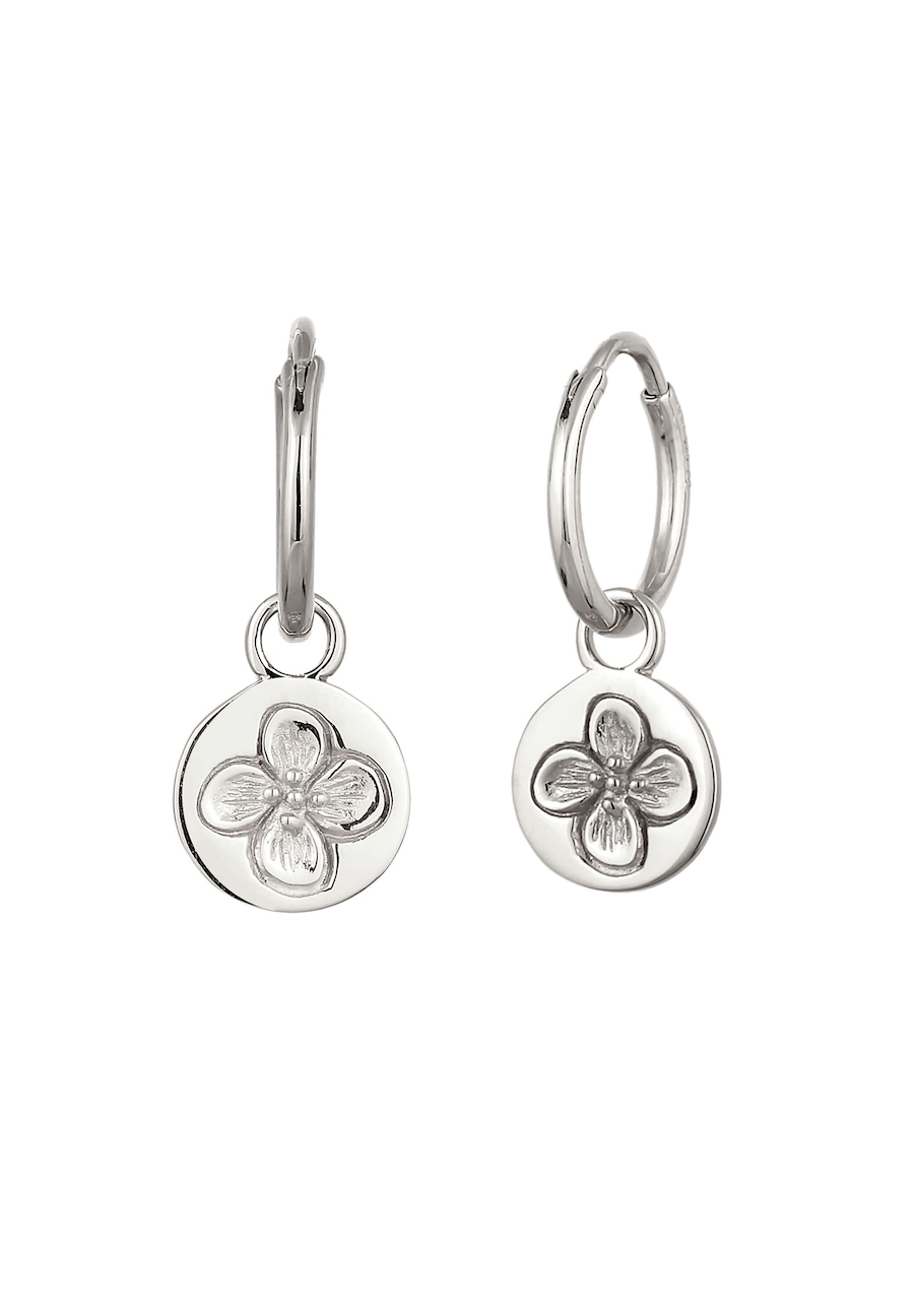 Elli Kolczyki Creole Damski Kwiat 925 Sterling Silver 1 ct
