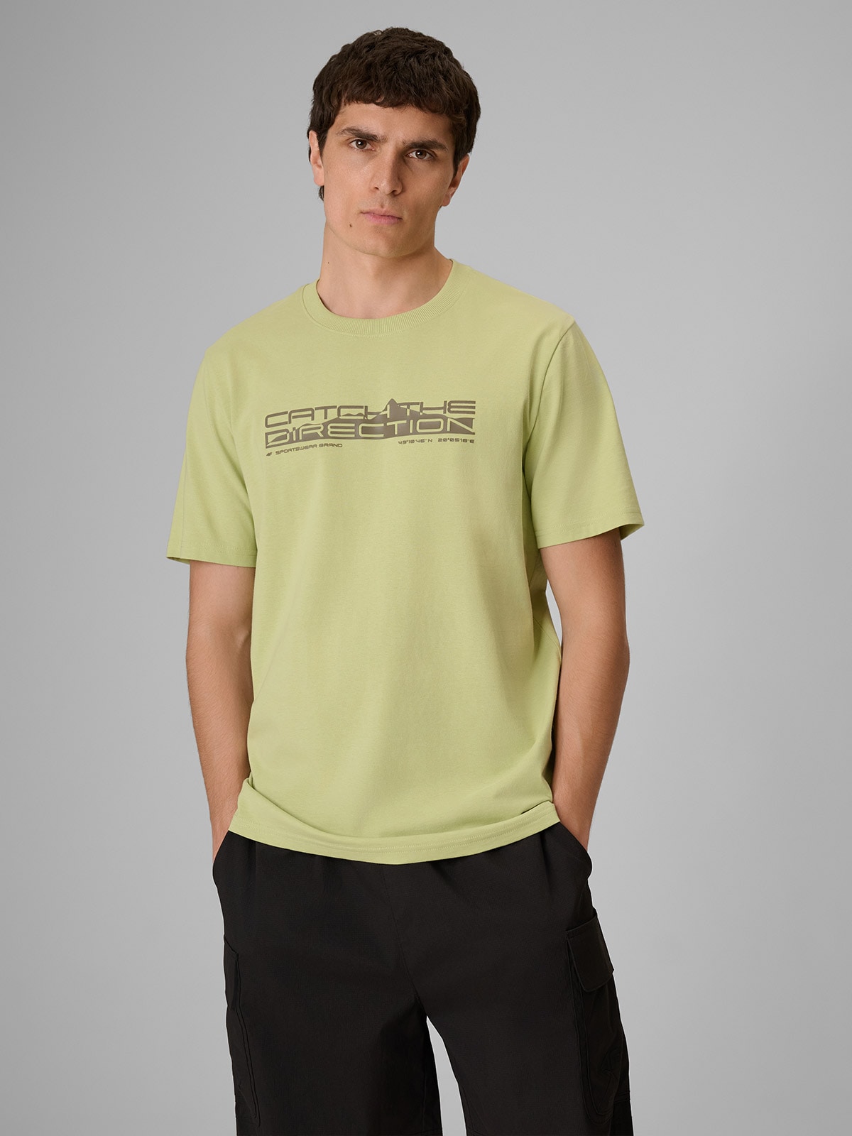 4F T-shirt regular z nadrukiem męski - zielony XXL