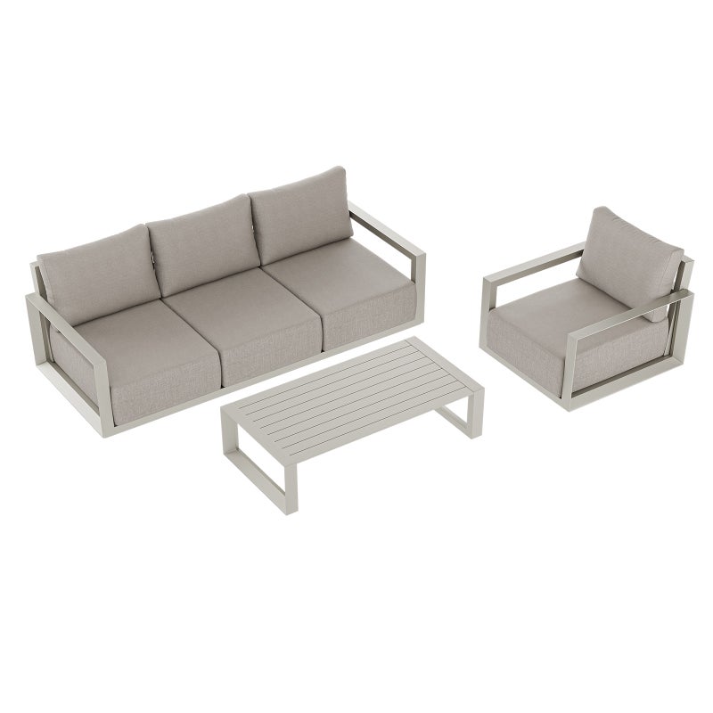 Zestaw Wypoczynkowy Aluminiowy BELLANTI Empoli 4 osobowy + stolik Beż