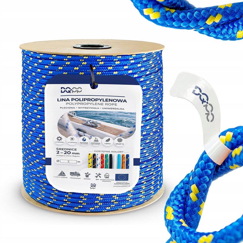 Lina Polipropylenowa 14mm Żeglarska Pleciona Uniwersalna NIEBIESKA 40m