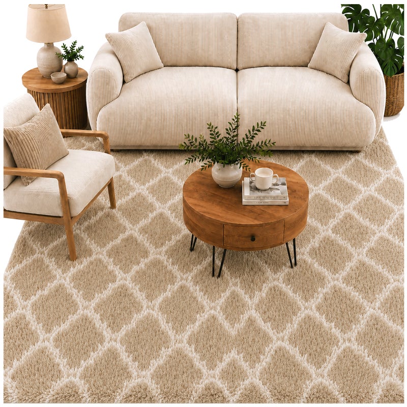 Dywan Shaggy Decor 100x150 cm - khaki - miękki - przyjemny w dotyku - do salonu i sypialni