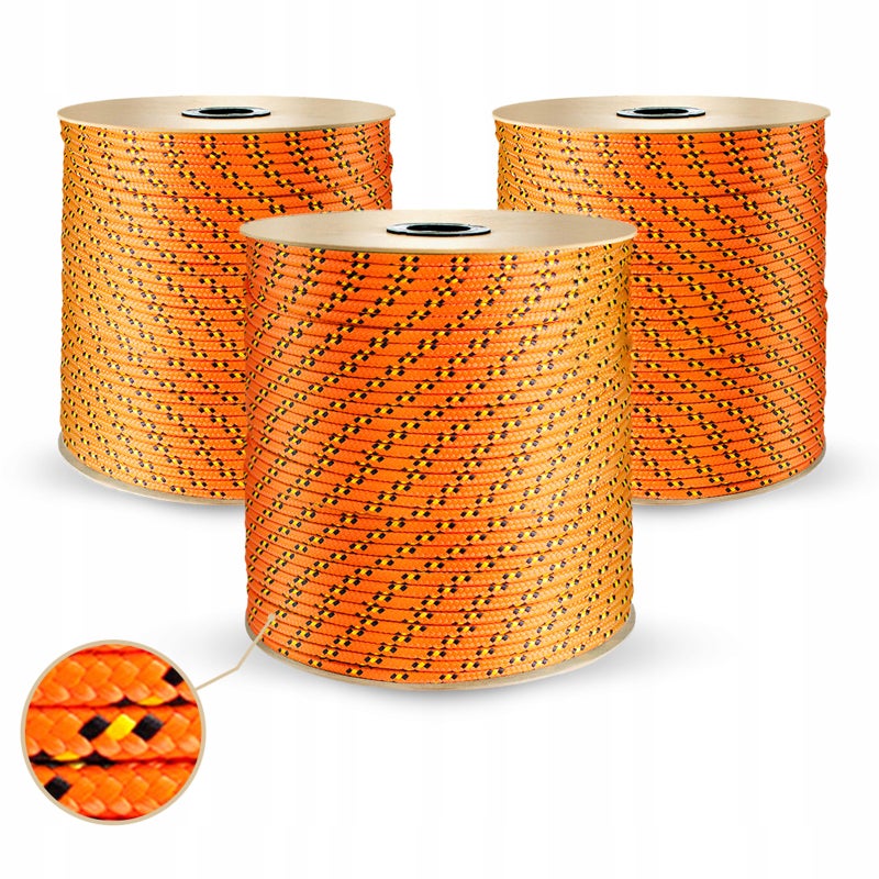 Lina Linka polipropylenowa pleciona uniwersalna żeglarska pomarańcz 5mm 25m