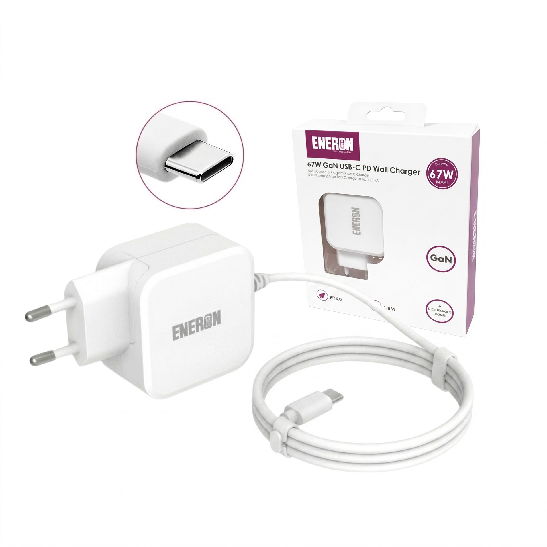 Eneron 67W WALL GaN CHARGER - white