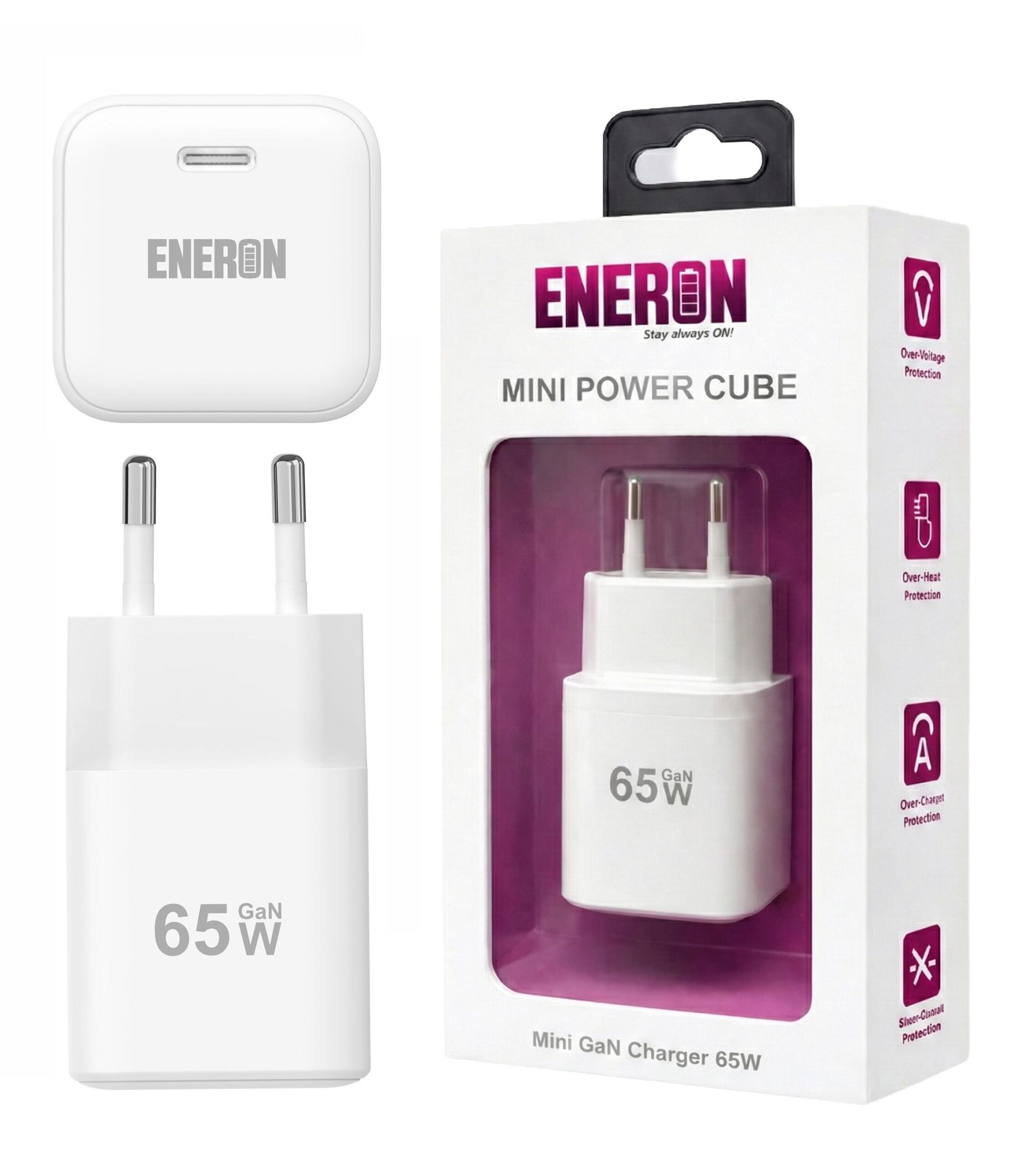 Ładowarka GaN 65W Mini Power Cube Biała USB-C