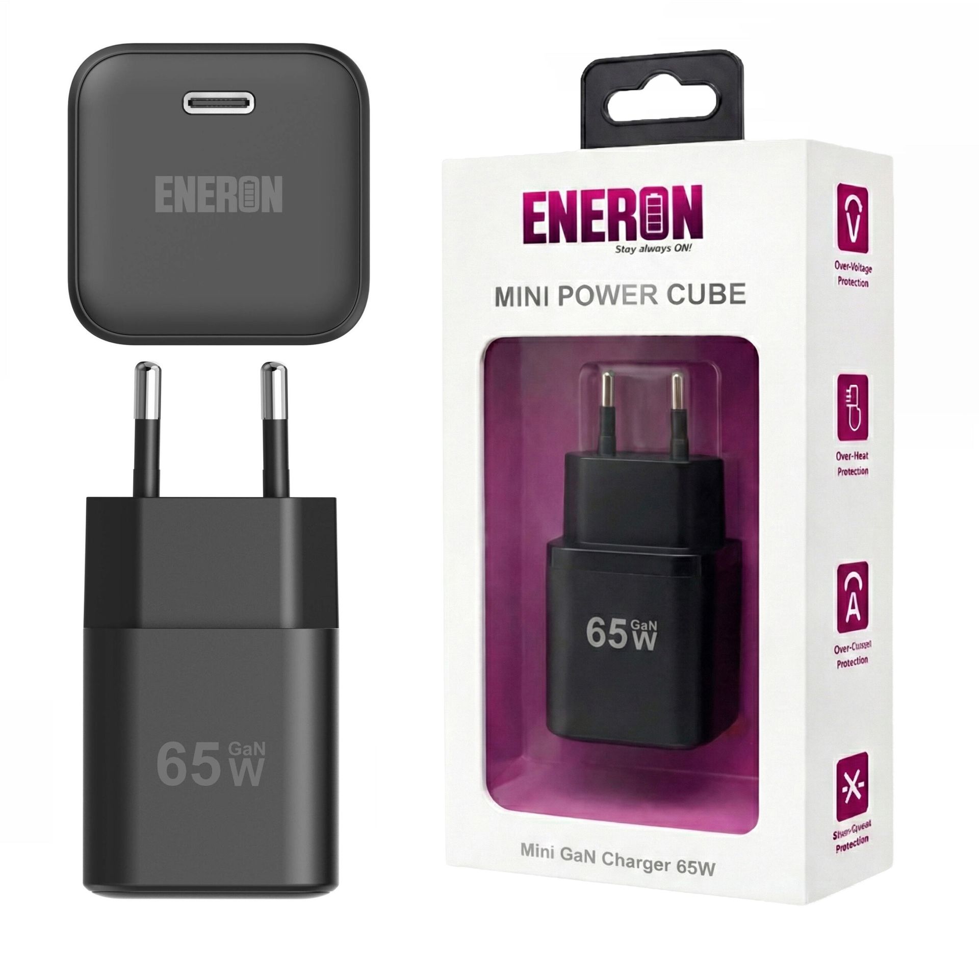 Ładowarka GaN 65W PowerCube Czarna USB-C