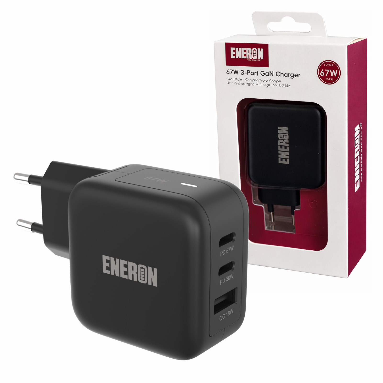 Ładowarka GaN 67W SuperFast 2xUSB-C 1xUSB-A Czarna