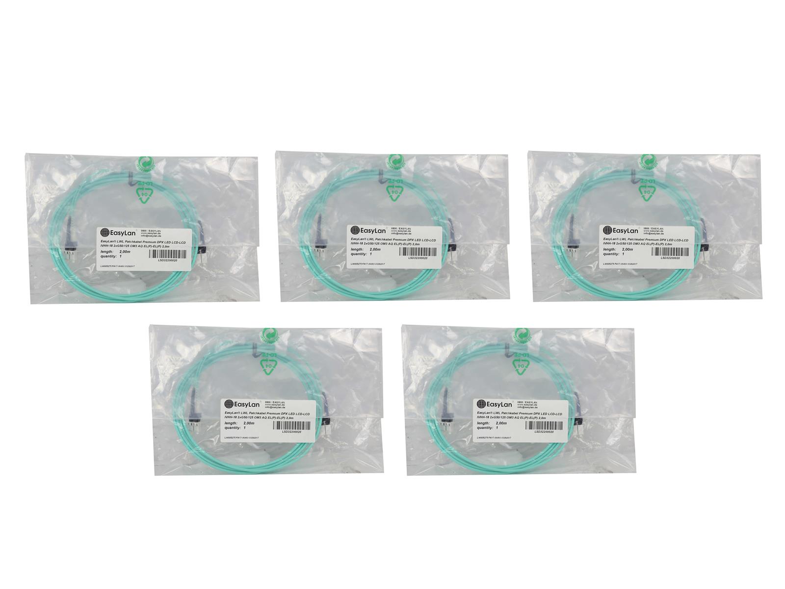 5x Kabel EasyLan LSD32200020 LED LCD-LCD IVHH-18 2xG50/125 OM3 AQ 2m Nowy
