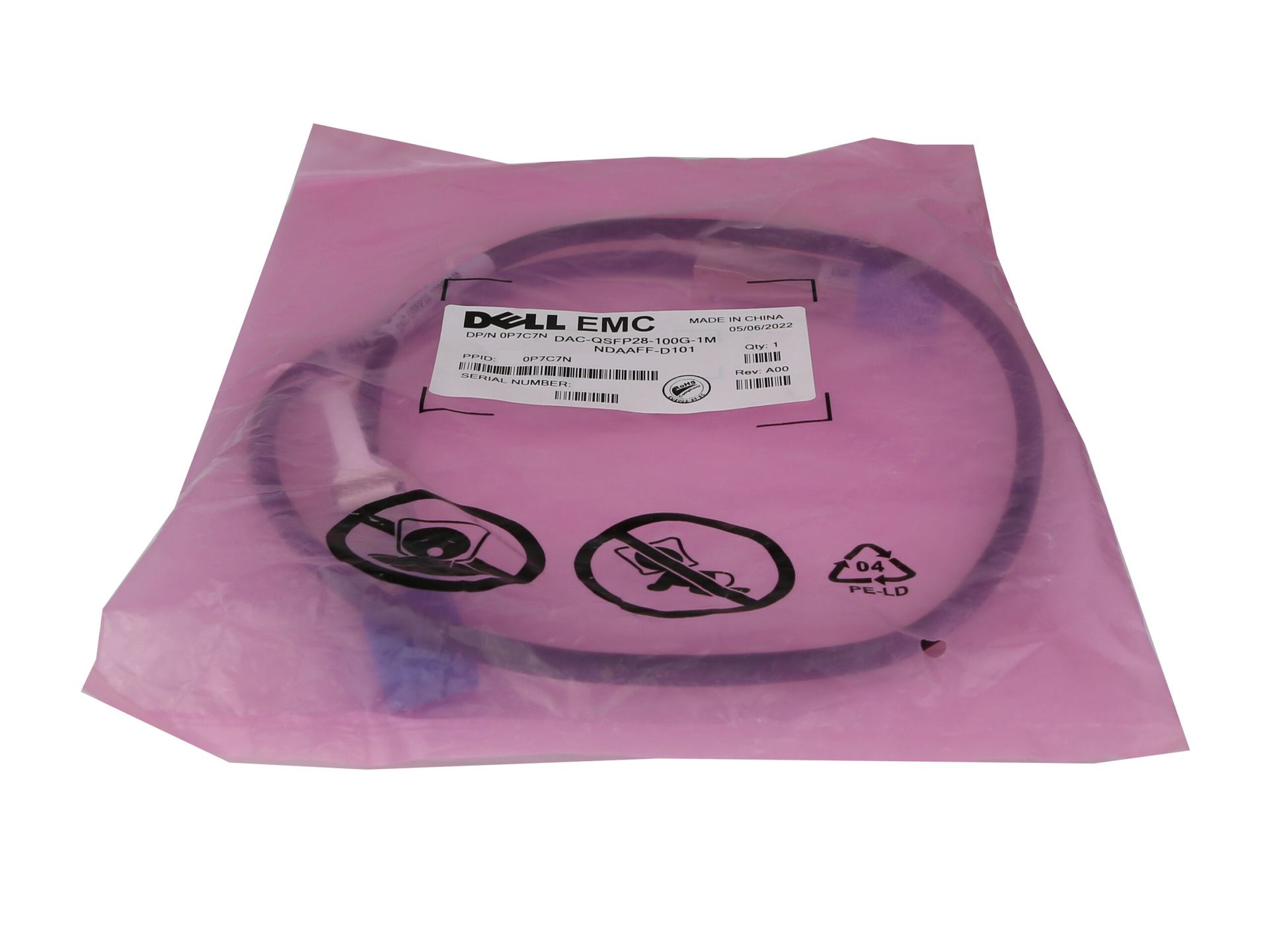 Kabel Dell EMC DAC-QSFP28-100G-1M QSFP28 To QSFP28 100G 1m 0P7C7N 7092