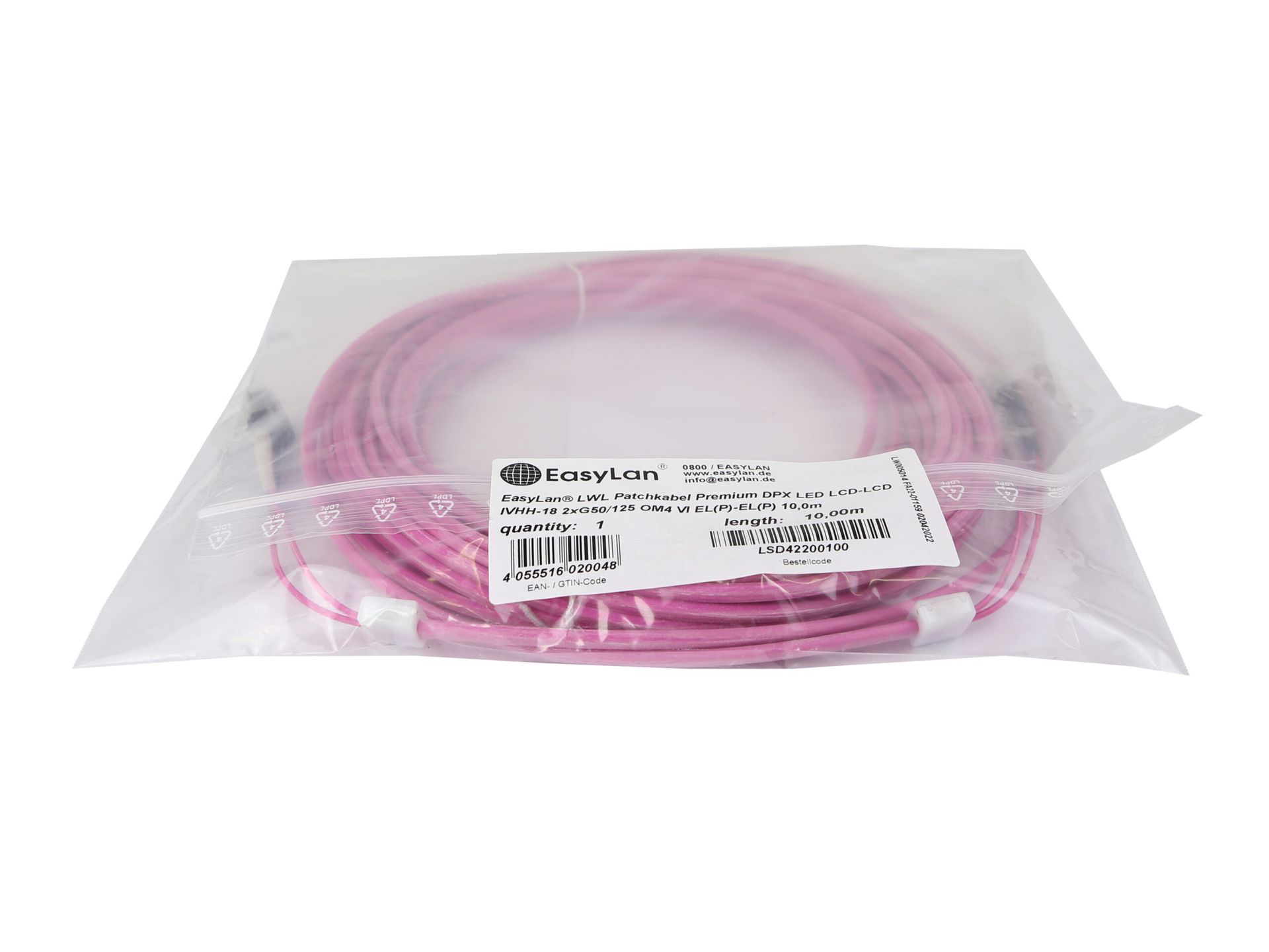 Kabel EasyLan LSD42200100 LCD-LCD IVHH-18 2xG50/125 OM4 VI 10m Nowy
