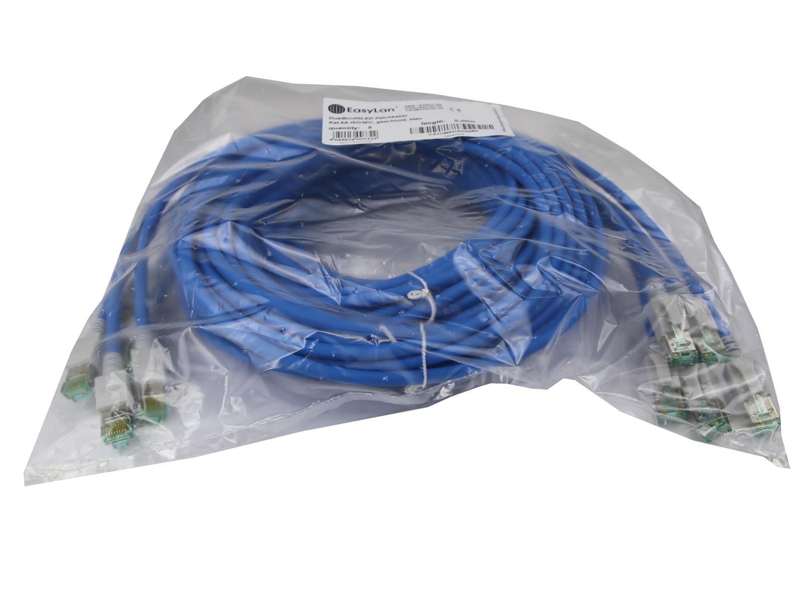 5x Kabel EasyLan CS1OBADAD0050 DualBoot LEDKat.6A ISO/IEC 5m Nowe