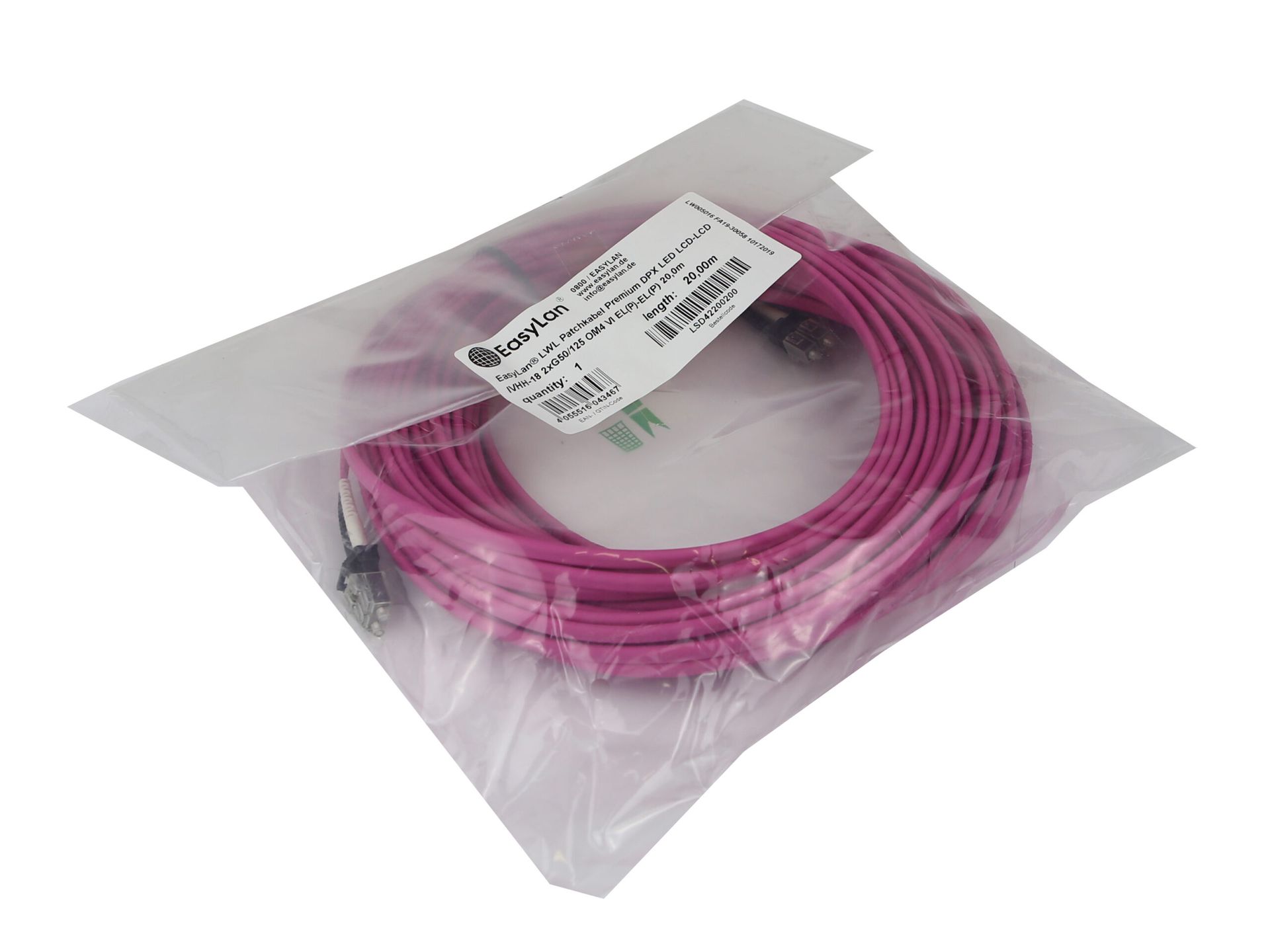 Kabel EasyLan LSD42200200 DPX LED LCD-LCD IVHH-18 2xG50/125 OM4 VI 20m Nowy