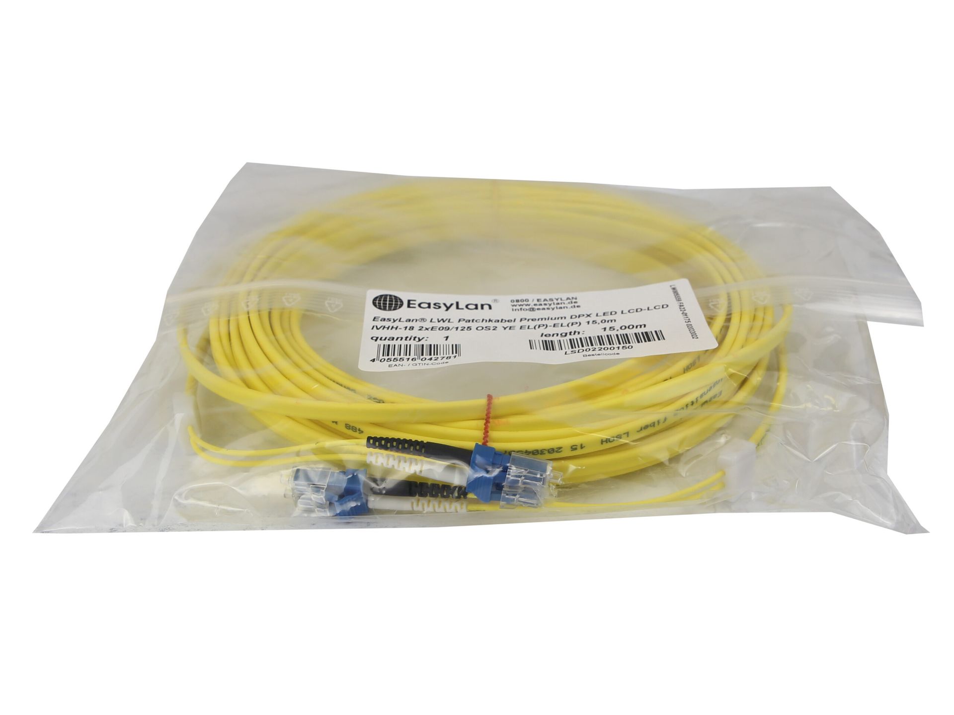 Kabel EasyLan DPX LED LCD-LCD IVHH-18 2xE09/125 OS2 YE 15m LSD02200150 Nowy