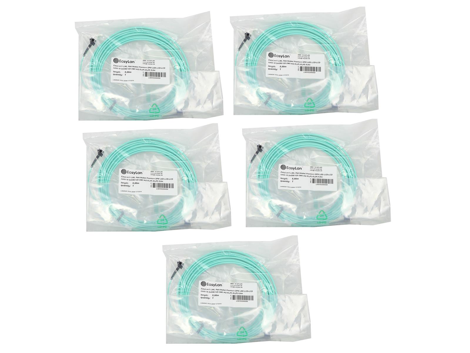 5x Kabel EasyLan LED LCD-LCD IVHH-18 2xG50/125 OM3 5m LSD32200050 Nowy