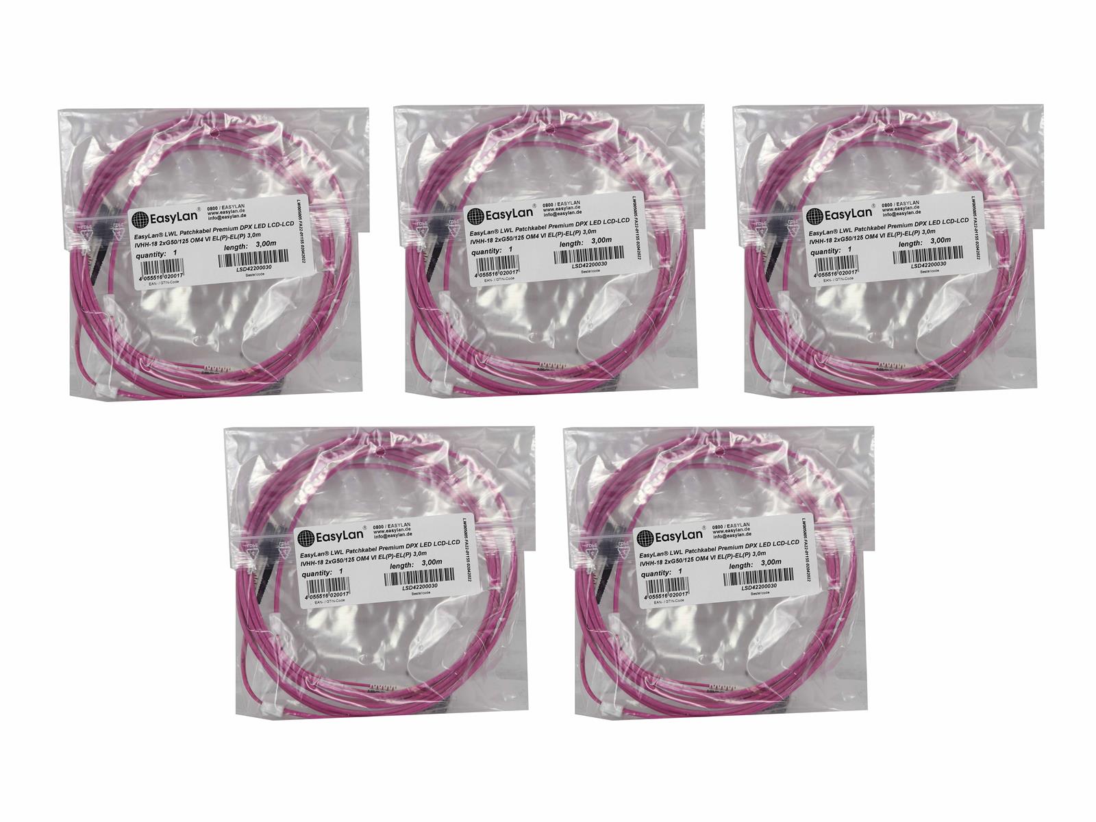 5x Kabel EasyLan LED LCD-LCD IVHH-18 2xG50/125 OM4 VI 3m LSD42200030 Nowy