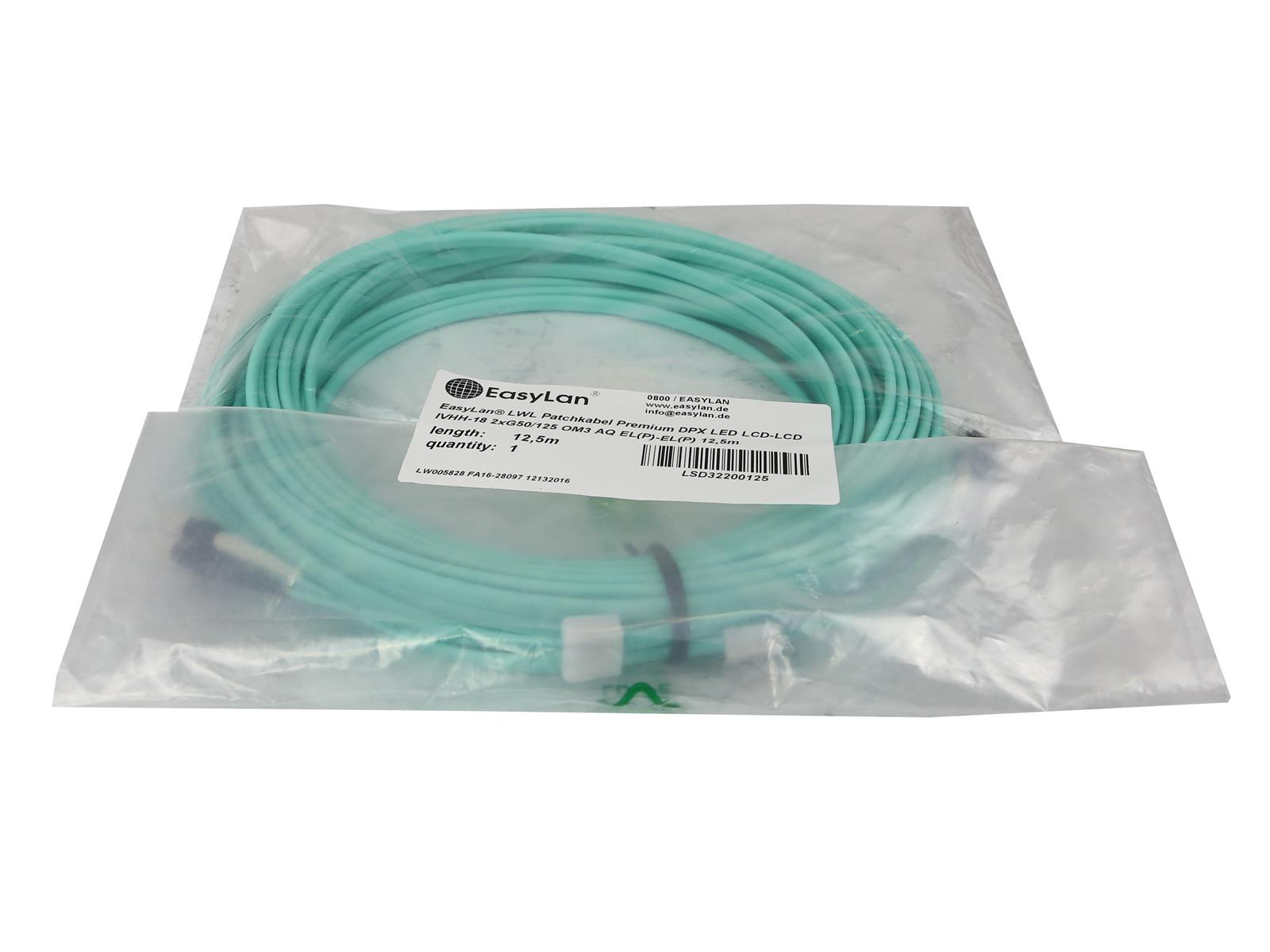 Kabel EasyLan LSD32200125 LED LCD-LCD IVHH-18 2xG50/125 OM3 AQ 12.5m Nowy