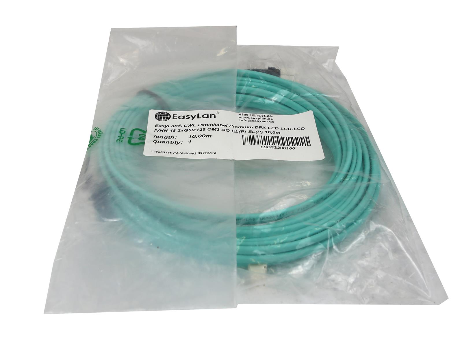 Kabel EasyLan LSD32200100 LED LCD-LCD IVHH-18 2xG50/125 OM3 AQ 10m Nowy