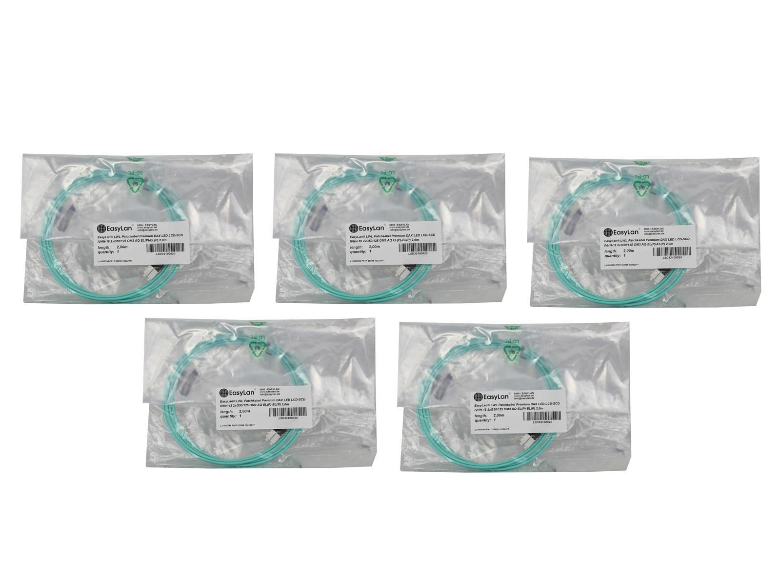5x Kabel EasyLan LSD32100020 LED LCD-SCD IVHH-18 2xG50/125 OM3 AQ 2m Nowy