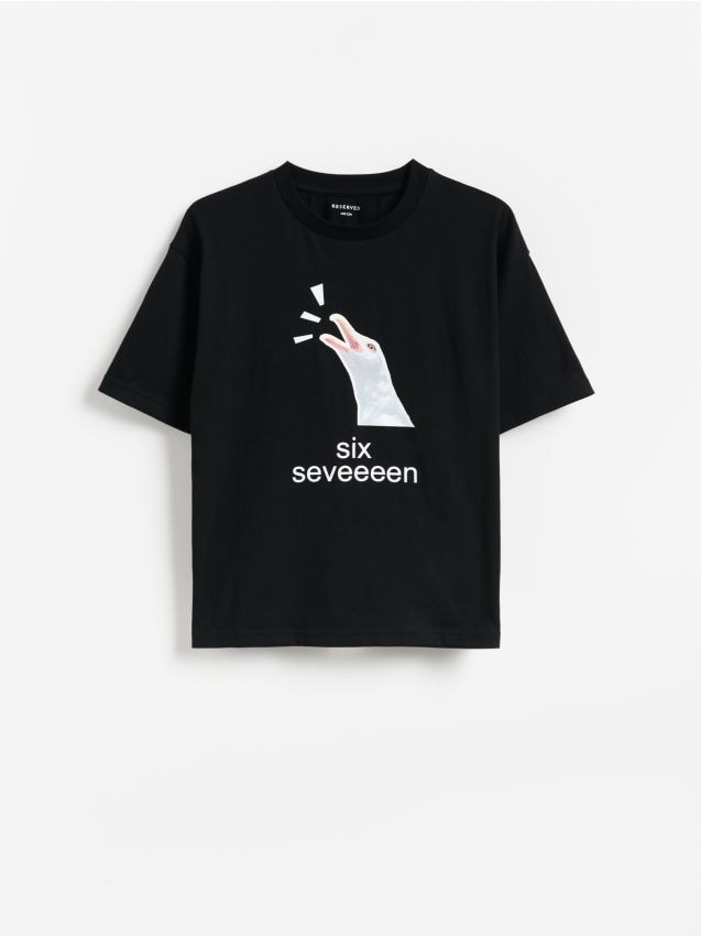 Reserved - Bawełniany t-shirt - czarny