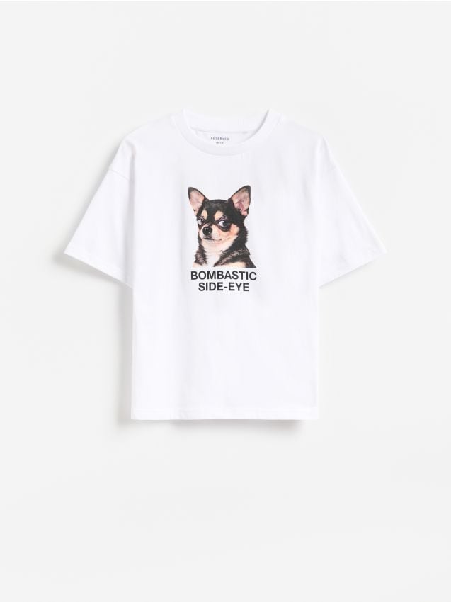 Reserved - Bawełniany t-shirt - biały