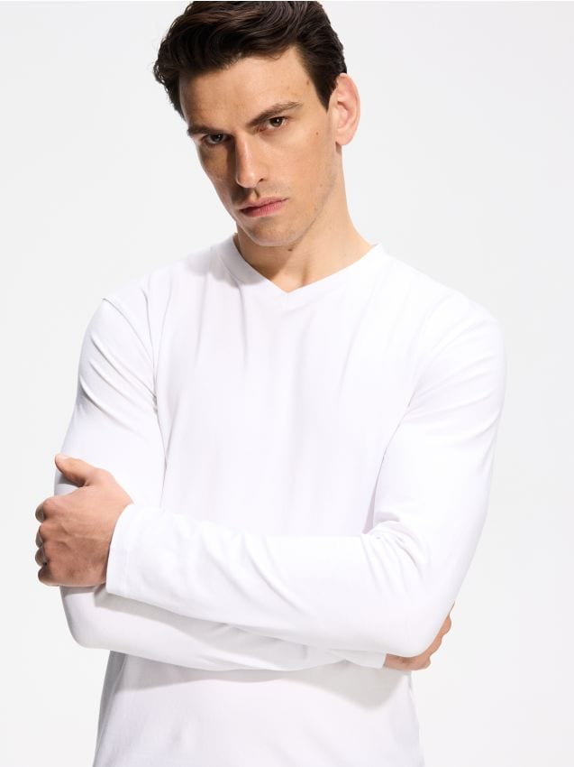 Reserved - Longsleeve slim fit - biały