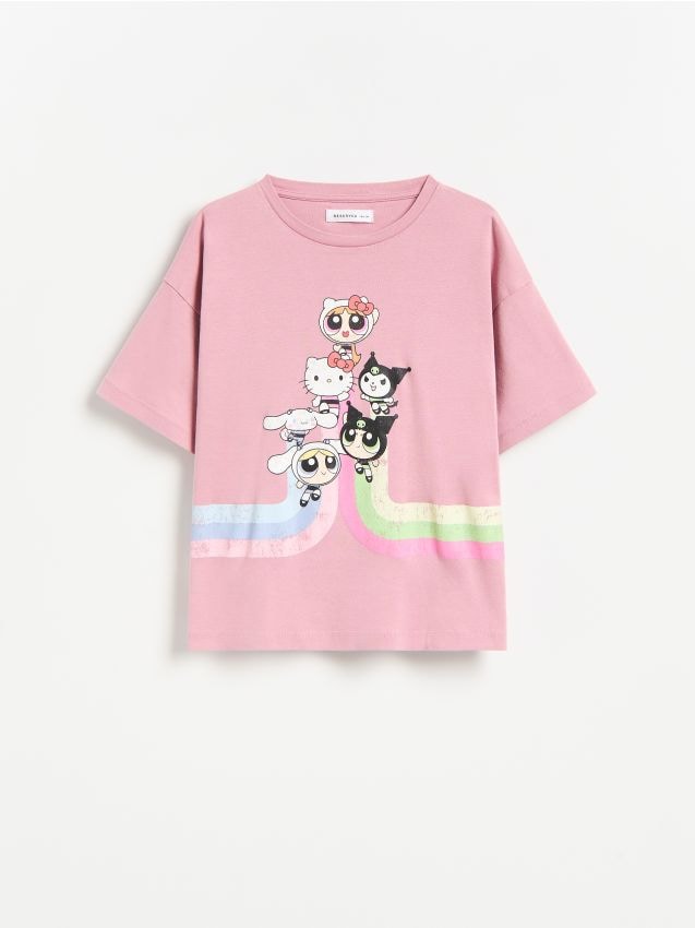 Reserved - T-shirt Hello Kitty and Friends x The Powerpuff Girls - brudny róż