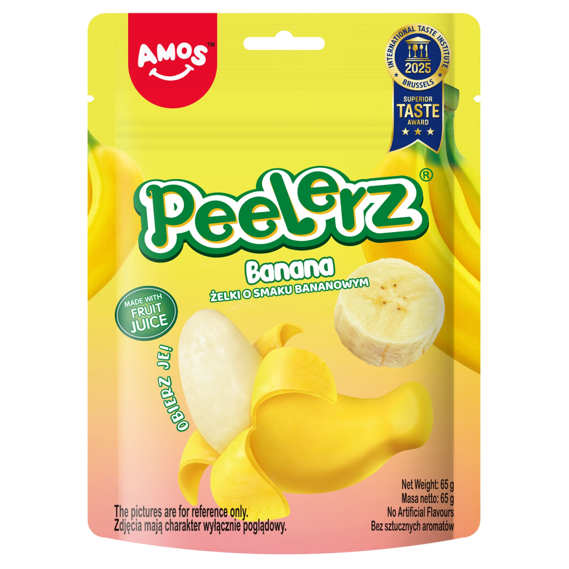 Owocowe Żelki Amos Peelerz Banana Żelki Do Obierania Z Sokiem Owocowym 65G
