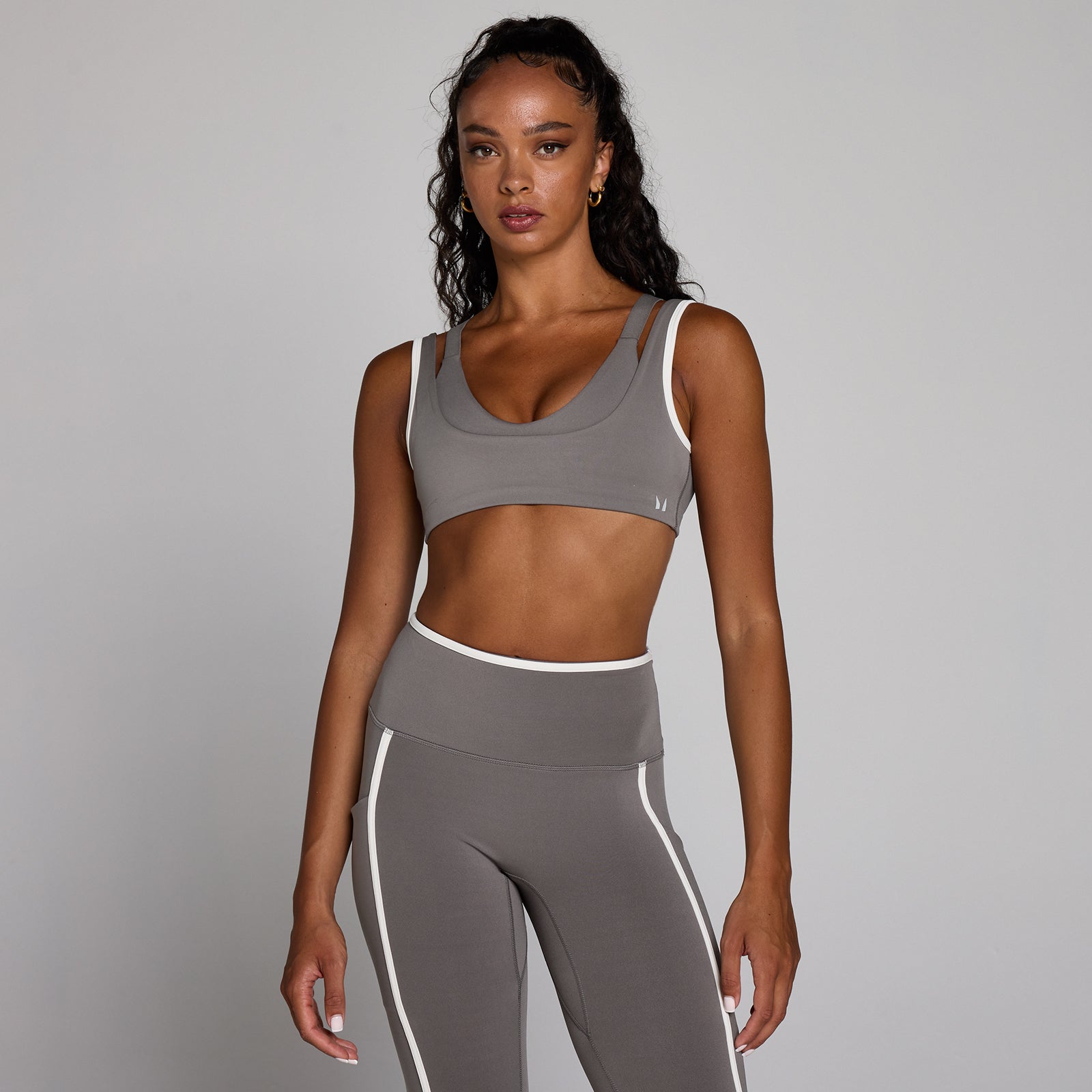 Biustonosz sportowy MP Velocity Contrast Double Layer dla kobiet - Popielaty Szary - XL
