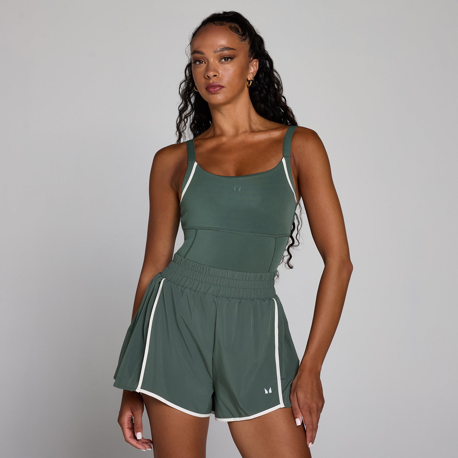 Kombinezon damski MP Velocity Contrast Pleated - Zielony Chmurowy - XL